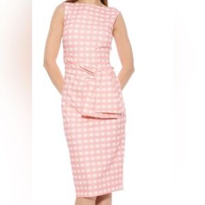 Alexia Admore Kiara Bow Midaxi Sheath Dress| Pink Plaid| Size Large